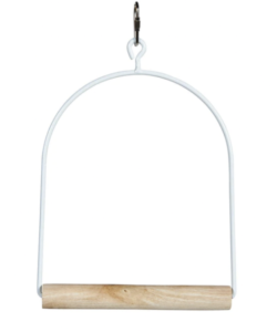 Adventure Bound Metal and Wood Parrot Cage Swing - White